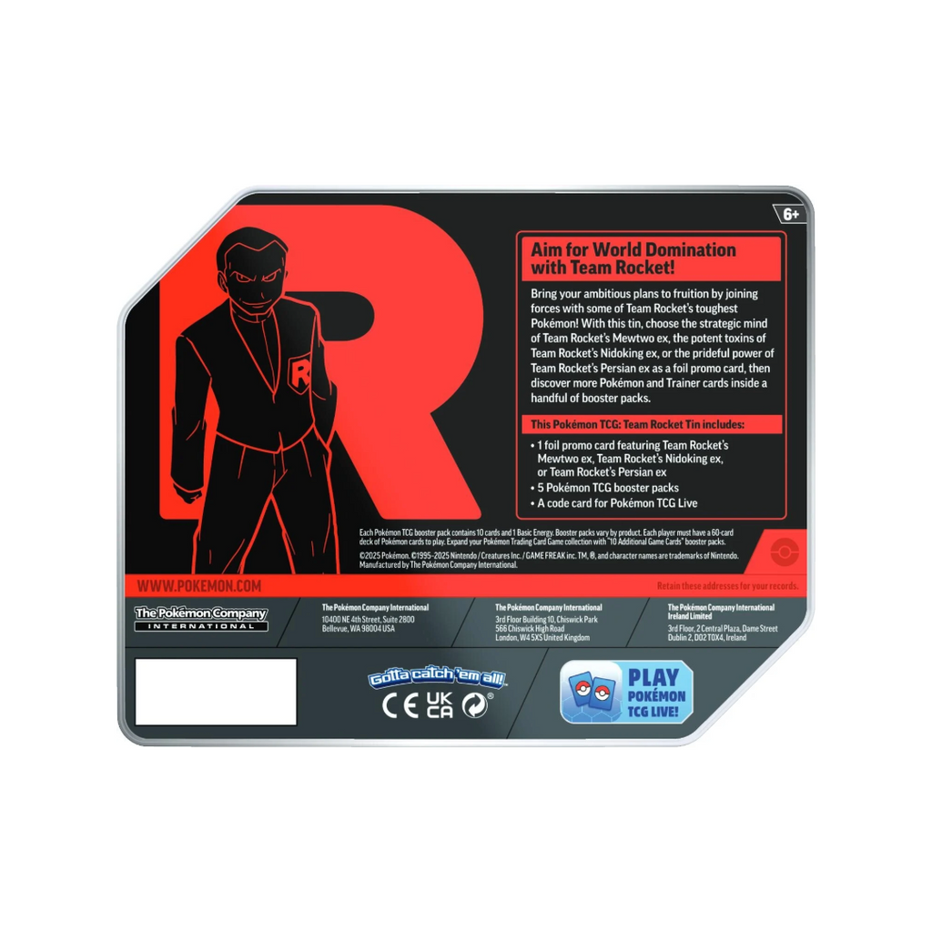 (Release: 09/05) Pokémon TCG: Team Rocket Tin (Styles Vary)