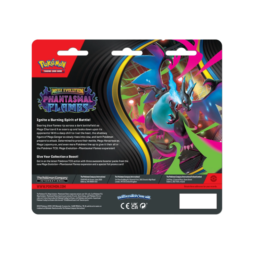 (Release: DELAYED) Pokémon TCG: ME2 Phantasmal Flames 3-Pack Blister